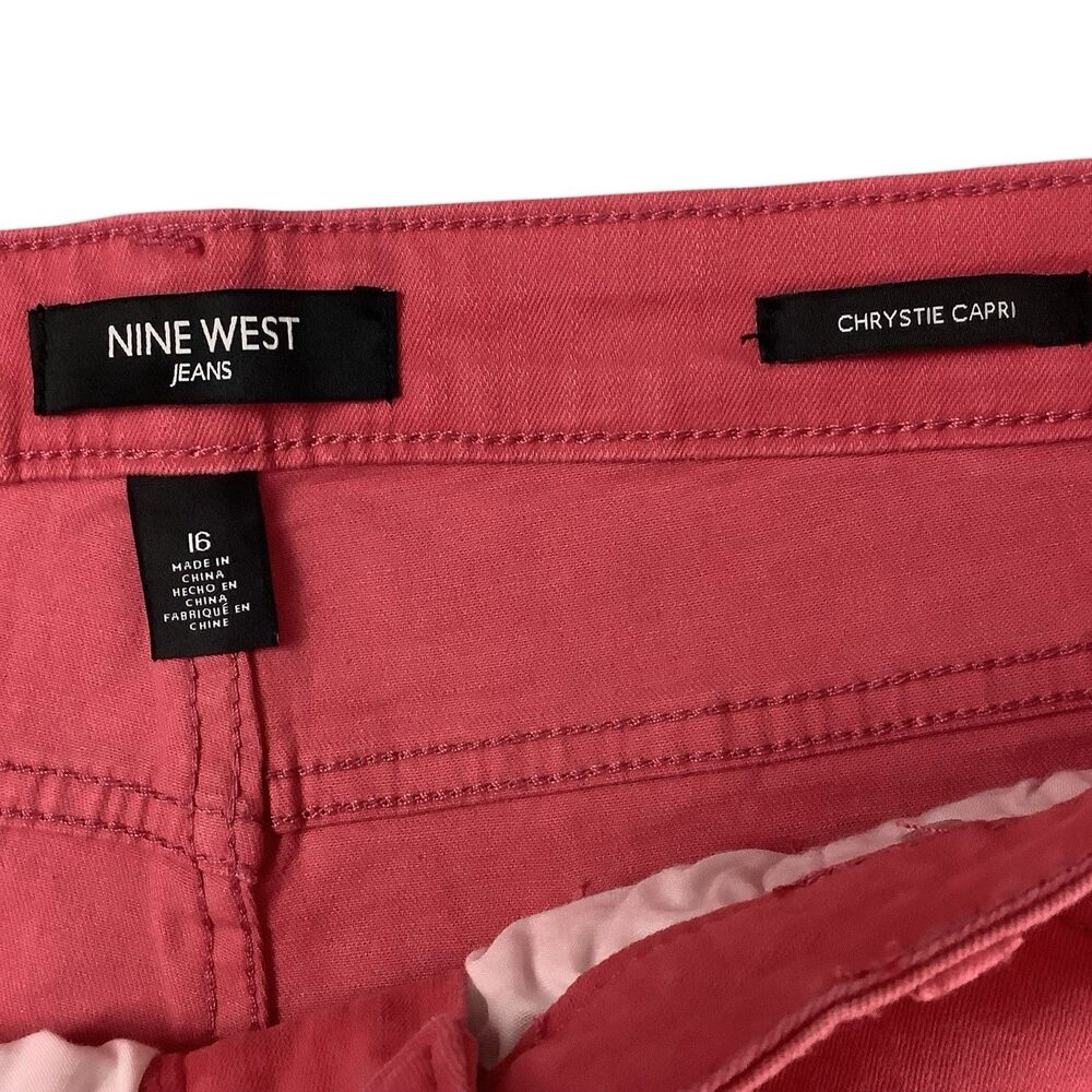 Nine West Chrystie Pink Capri Pants Jeans Women Size 16 36X23 Preppy Coastal - Picture 5 of 16